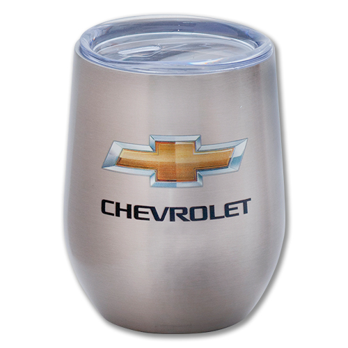 Chevrolet Bowtie Logo 11 Oz. BLANC SERIES EMBOSSED Travel Thermal Stainless Steel Mug