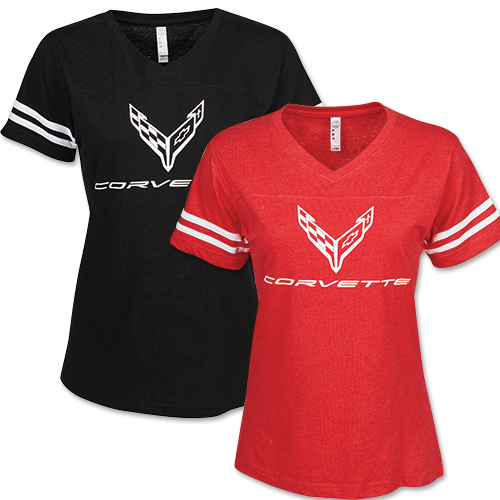 C8 Corvette, Ladies Next Generation 2020 Corvette Football Jersey Tee