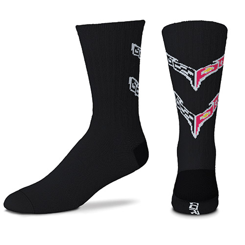 2020 C8 Corvette, Corvette BLACK CREW SOCKS, Pair