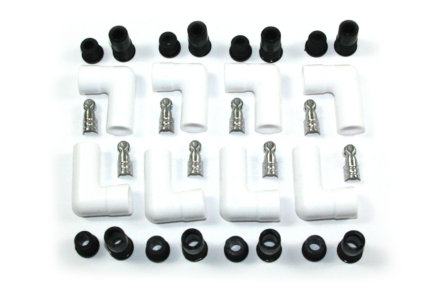 PERTRONIX IGNITION Boot/Terminal Kit, Spark Plug, 8 mm, Ceramic, White, 90 Degree, Set of 8