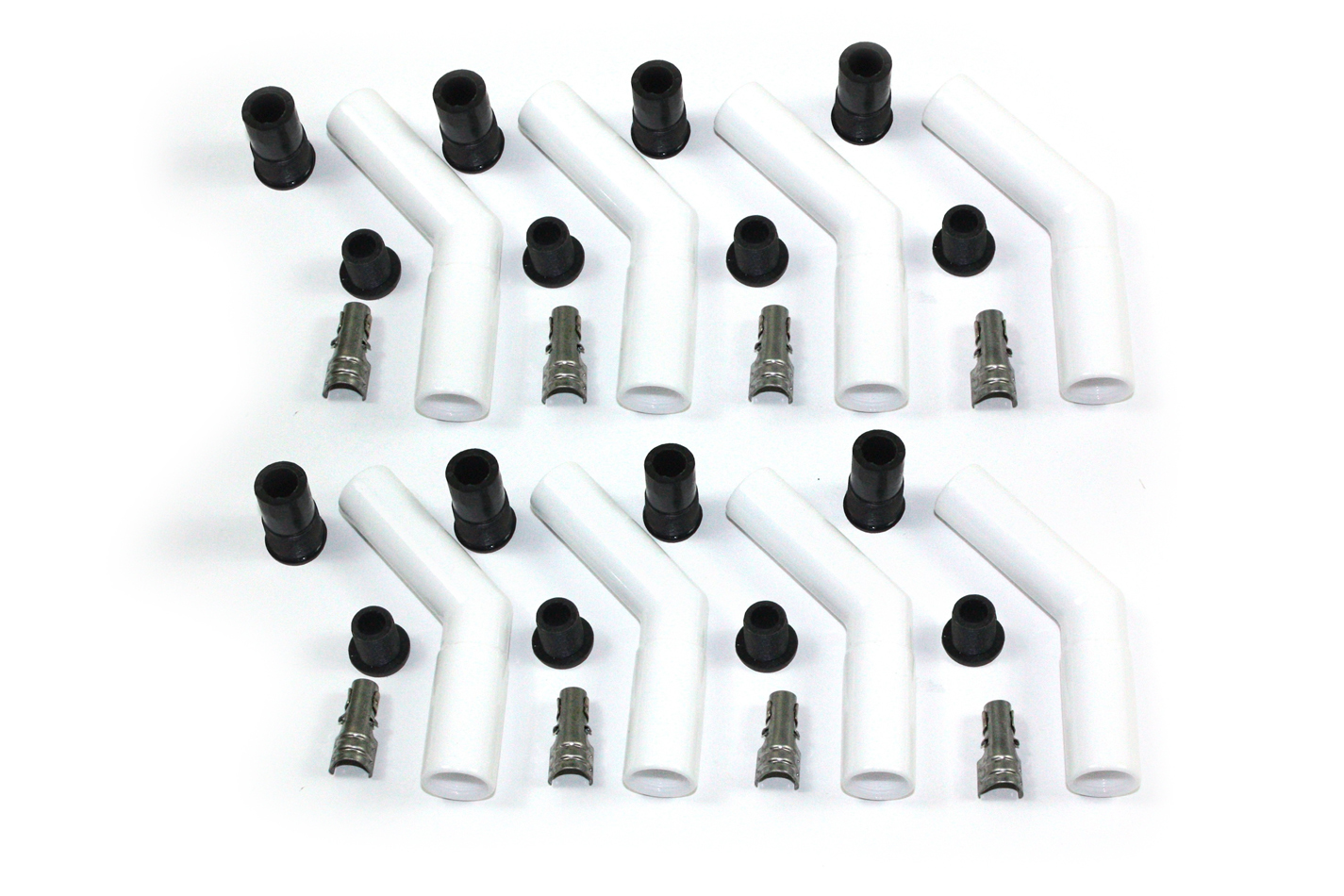 PERTRONIX IGNITION Boot/Terminal Kit, Spark Plug, 8 mm, Ceramic, White, 45 Degree, Set of 8