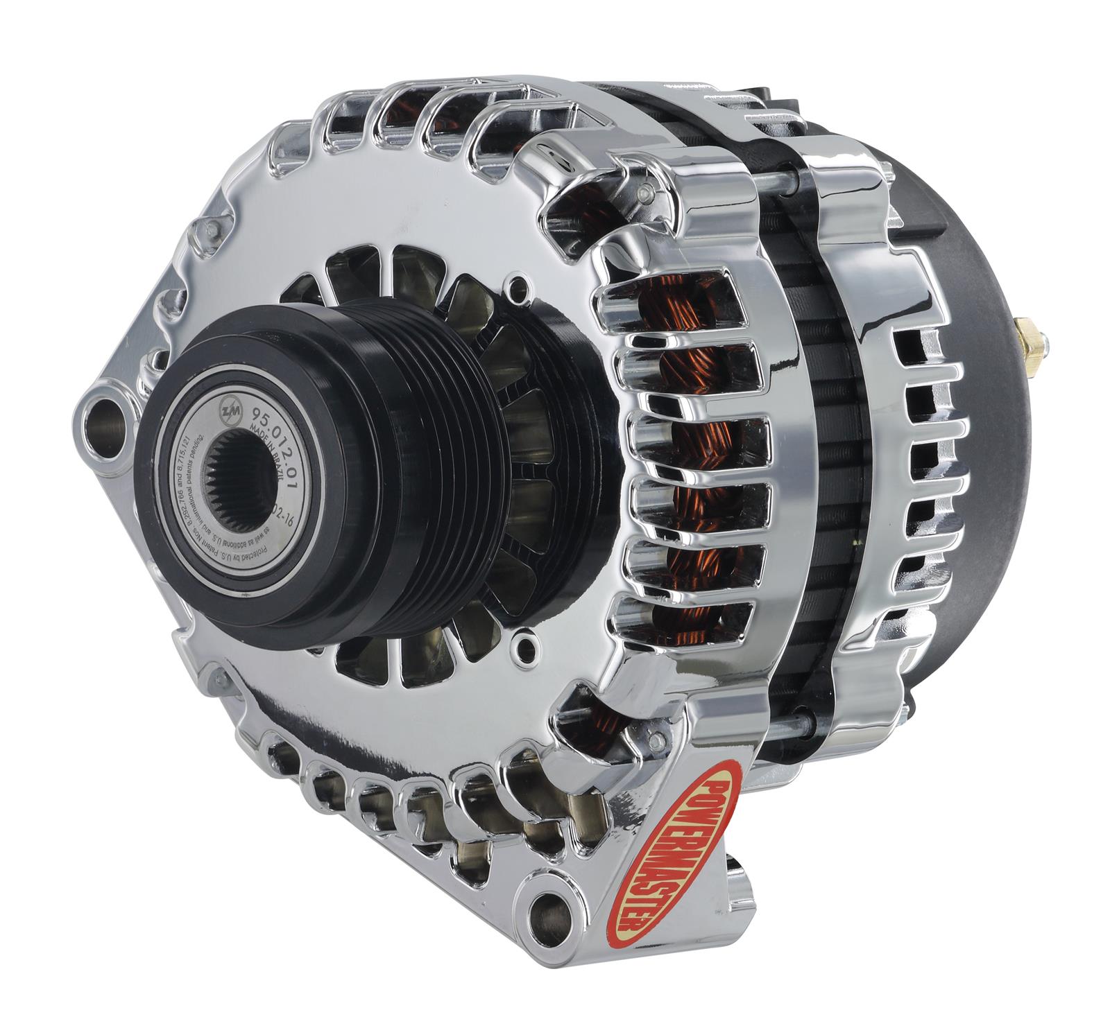 Chevy Alternator, 220 amp, 12V, Serpentine, Chrome Finish, Valeo Case, Internal Regulator