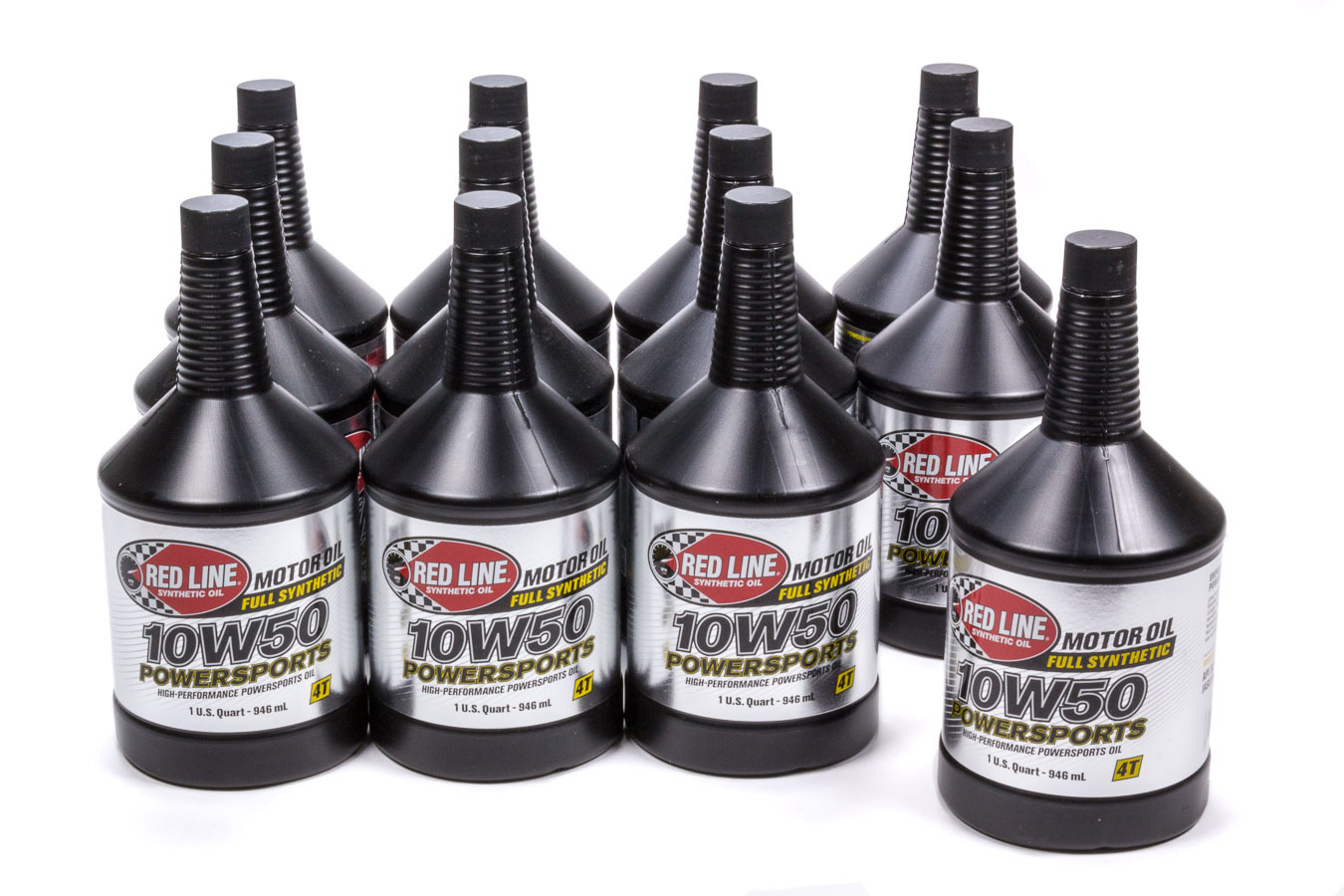 REDLINE OIL Motor Oil Powersports 10W50 Synthetic 1 qt Bottle Set of 12