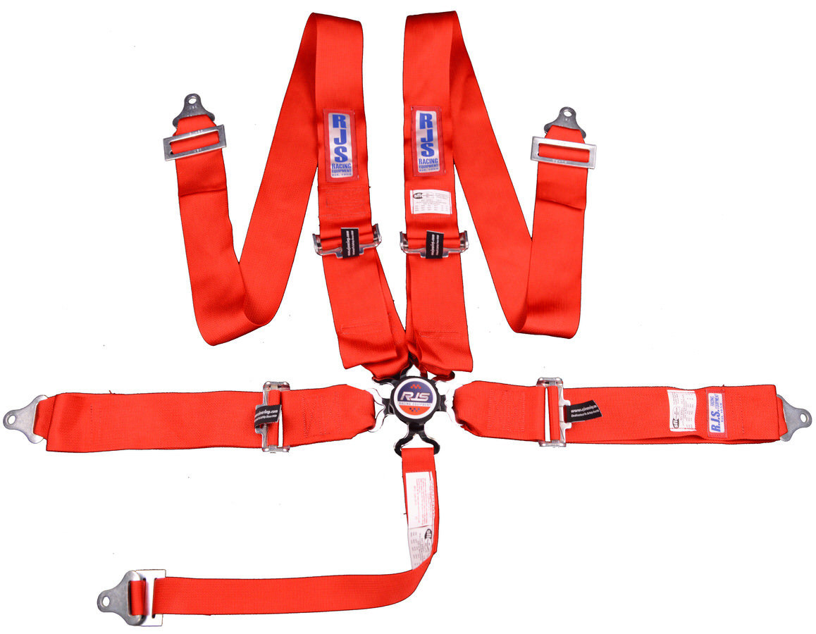 RJS, 5 Point Harness System Quick Release Red Individual Wrap 2in Sub Belt