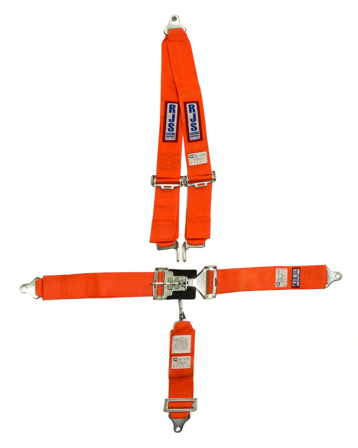 RJS, 5-Point Harness System Orange Roll bar Mount 3in Sub Belt