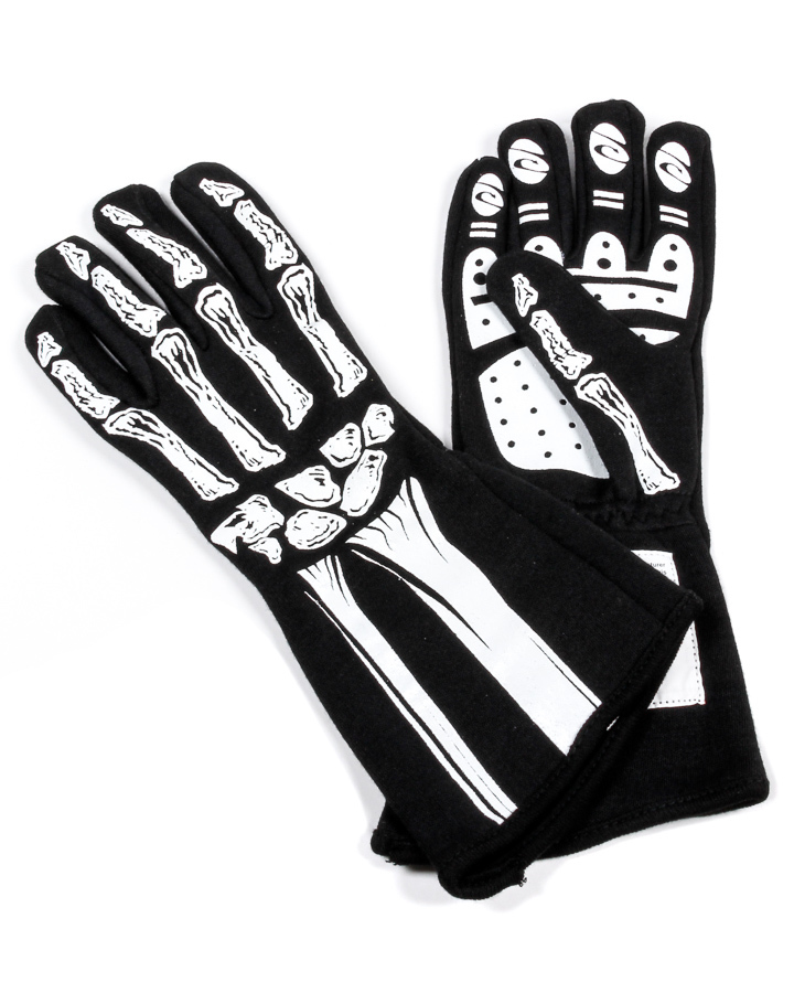 RJS, Single Layer White Skeleton Gloves X-Small