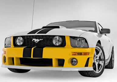 Ford Mustang 2005-09, Front Fascia, Roush, Fog Lights / Wiring Harness Included, Urethane, Black