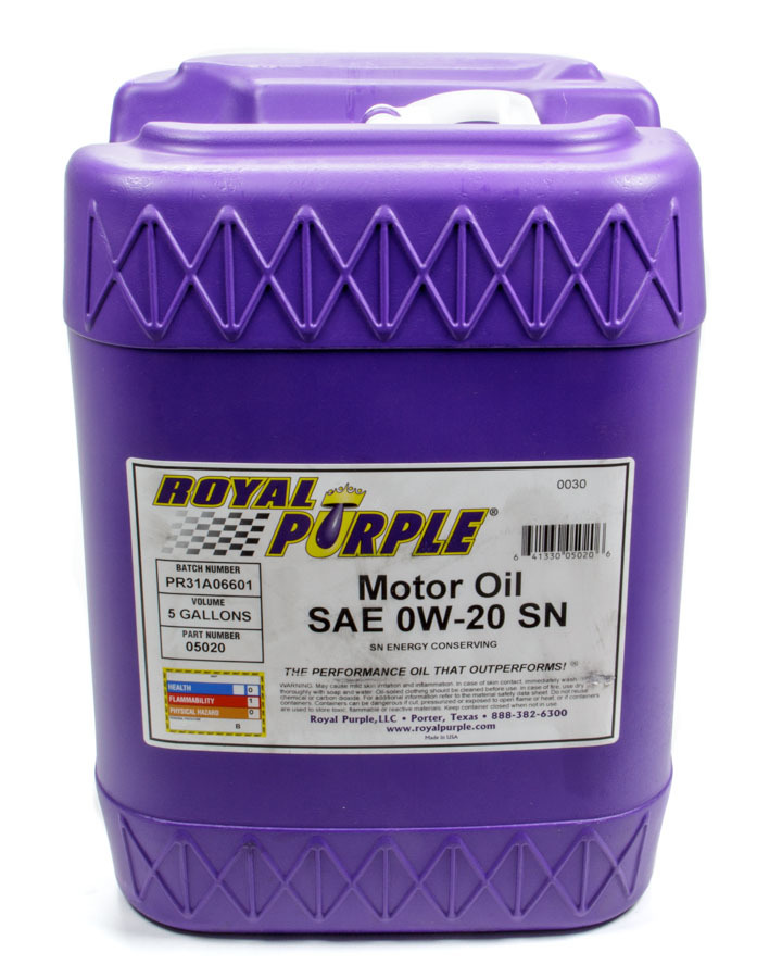 ROYAL PURPLE Motor Oil 0W20 Synthetic 5 gal Jug Each