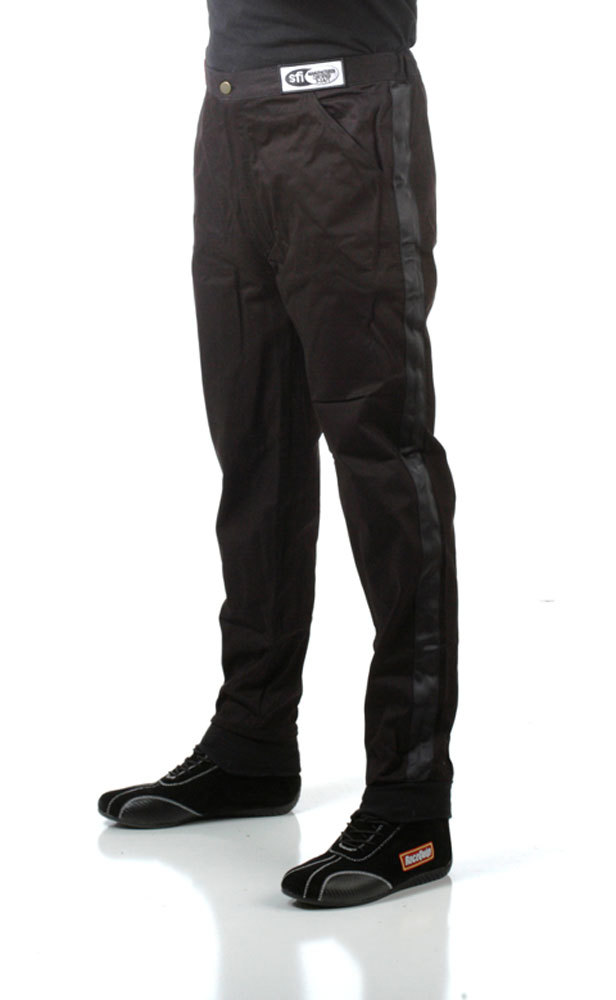 RACEQUIP Pants, Driving, 110 Series, SFI 3.2A/1, Single Layer, Fire Retardant Cotton, Black, Large, Each