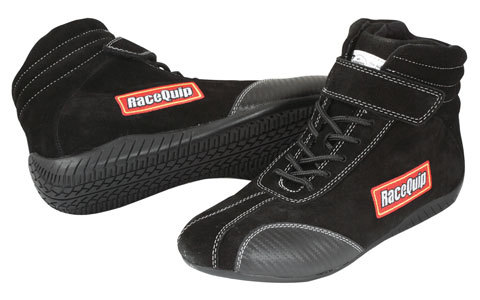 RACEQUIP  Shoe, 305 Series Euro Carbon-L, Driving, Mid-Top, SFI 3.3/5, Suede Outer, Fire Retardant Cotton Inner, Black, Size 10