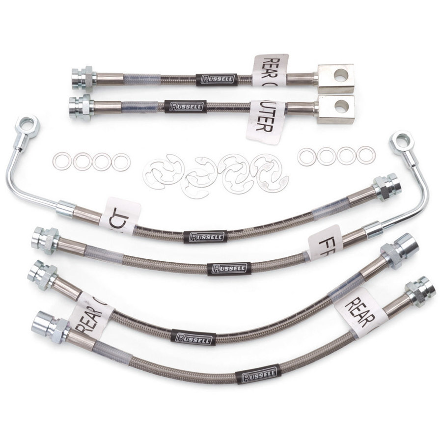 Russell Brake Hose Kit, Street Legal, DOT Approved, Braided Stainless, Traction Control, GM F-Body 1998-2002, Kit