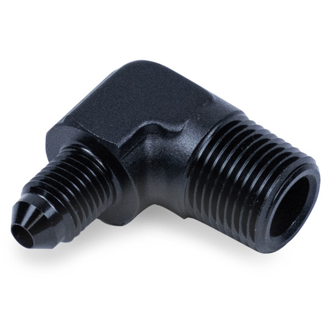 Snow 3/8" NPT to 4AN Elbow Water Methanol Fitting (Black)