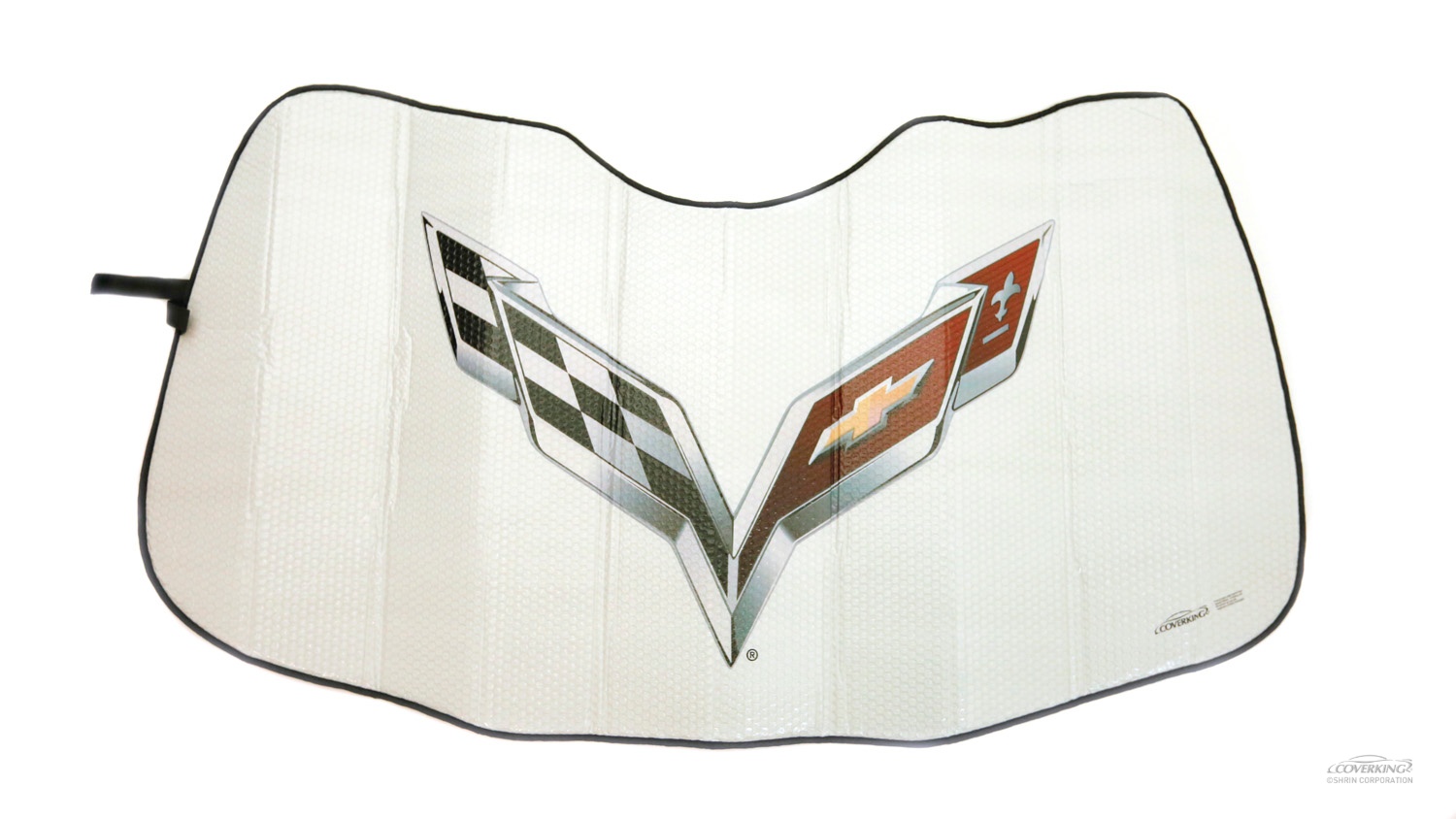 C7 Corvette flag Emblem MODA Folding Graphic Corvette® Sunshield™, Solar Windshield Shade