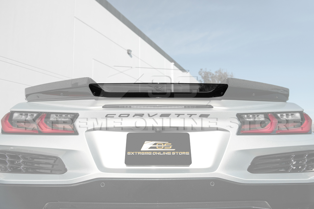 23-26+ C8 Z06/E-Ray Corvette Rear Center Wicker Bill (Light Tinted, Jake Logo) -