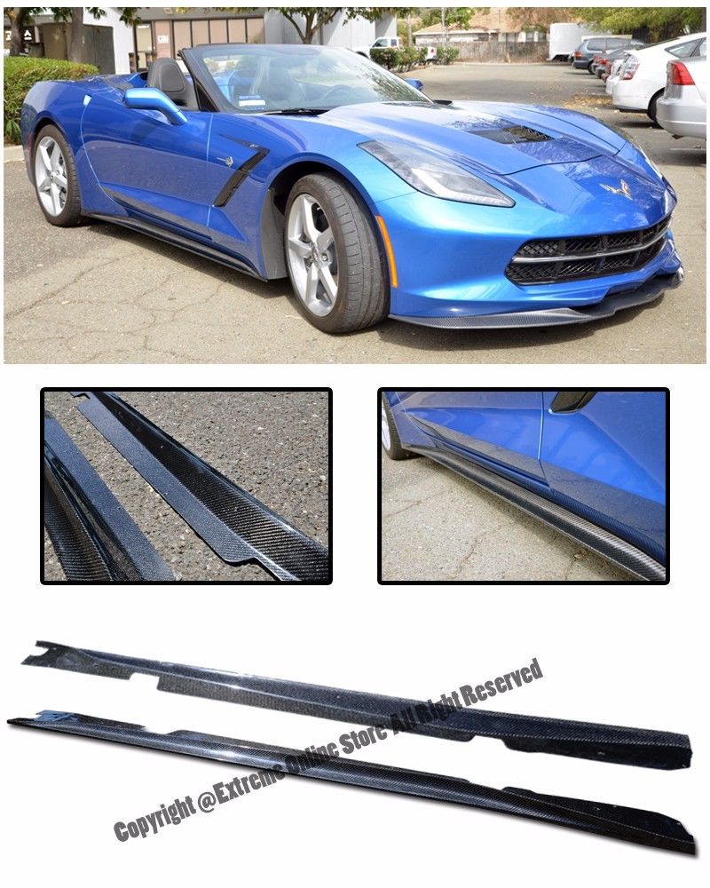 C7 Corvette  2014- All Trim Models Except Z06 / Grand Sport Models ACS Style Carbon Fiber Side Skirts Carbon Fiber