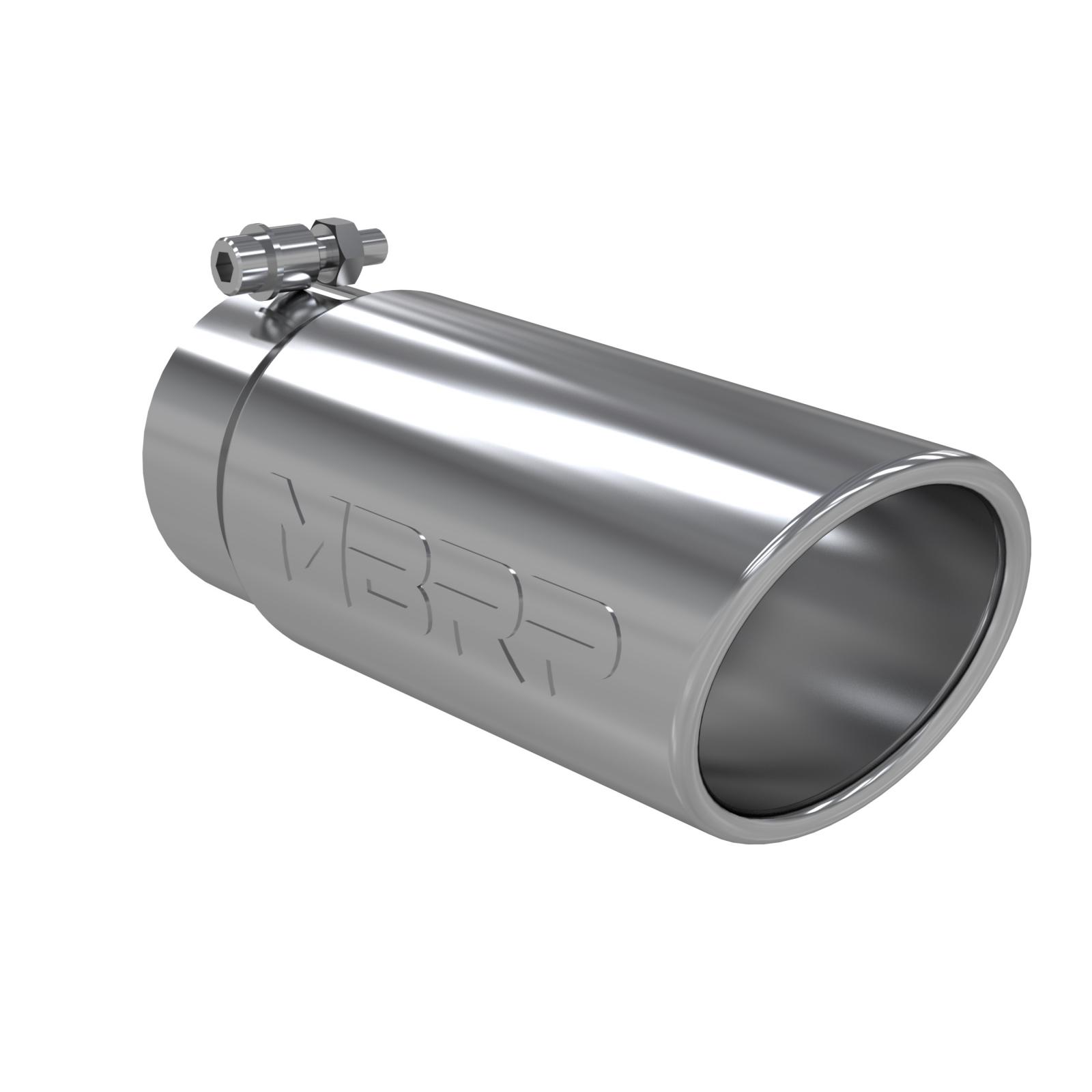 Exhaust Tip 4 in OD Angled Rolled End 3 1/2 in Inlet 12 in Length T304 Stainless