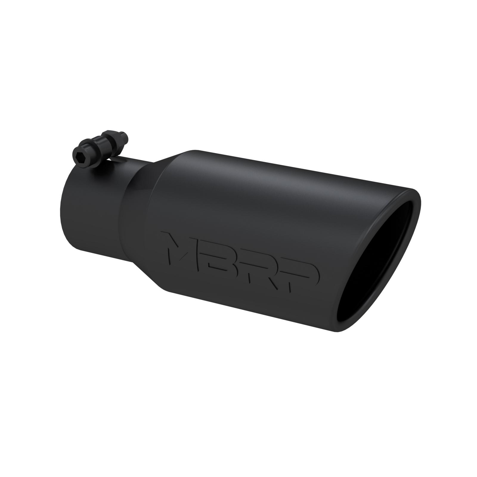 Exhaust Tip 4 in OD Angled Rolled End 2 3/4 in Inlet 10 in Length Black Coated M