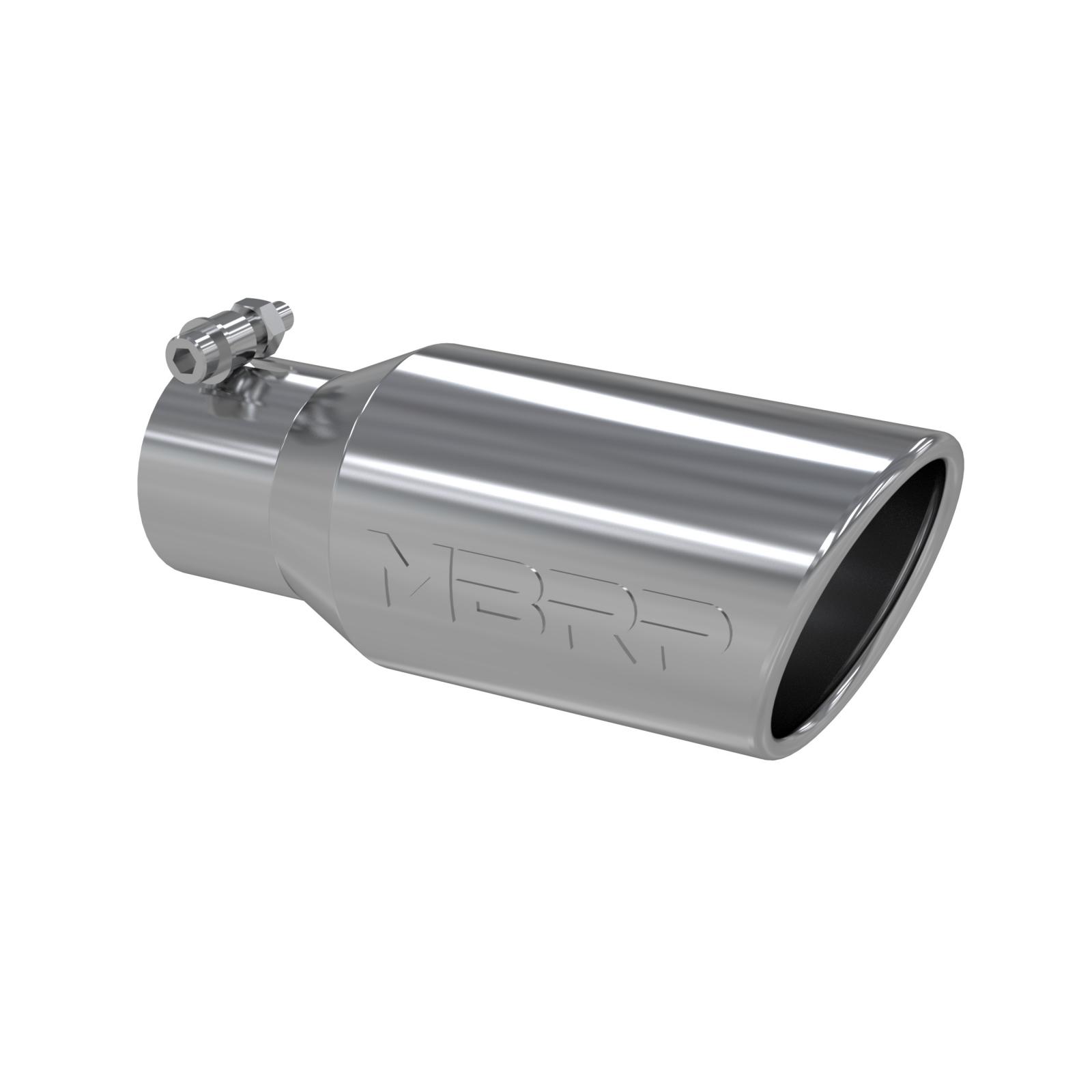Exhaust Tip 4 in OD Angled Rolled End 2 3/4 in Inlet 10 in Length T304 Stainless