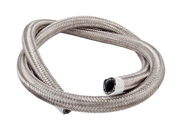 Torque Solution Stainless Steel  Braided Rubber Hose: -8AN 5ft (0.44" ID)