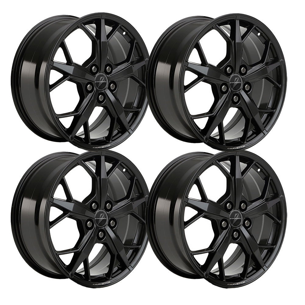 C8 Corvette Trident Genuine GM Wheels (Set), Gloss Black