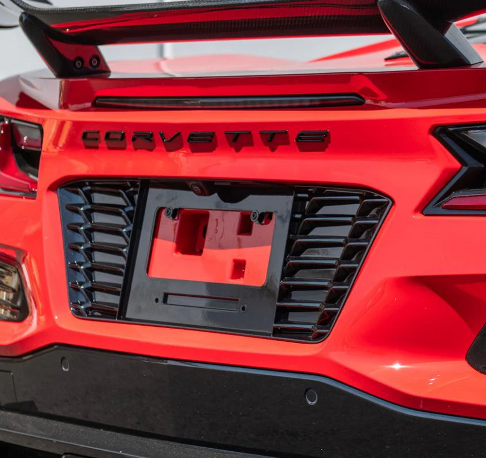 23-25+ C8 Corvette Z06/E-Ray, Carbon Flash Rear License Plate Backing Insert, EO