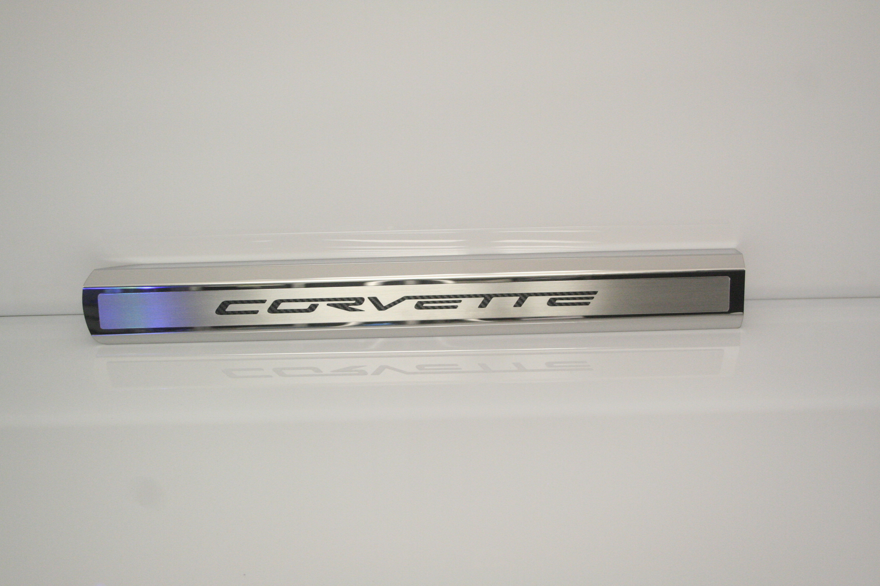 2005-2013 C6 Corvette, Doorsills Inner Executive Corvette Style, Blue, Stainless Steel
