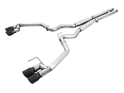 AWE Track Edition Cat-back Exhaust for the 2018+ Mustang GT - Quad Diamond Black