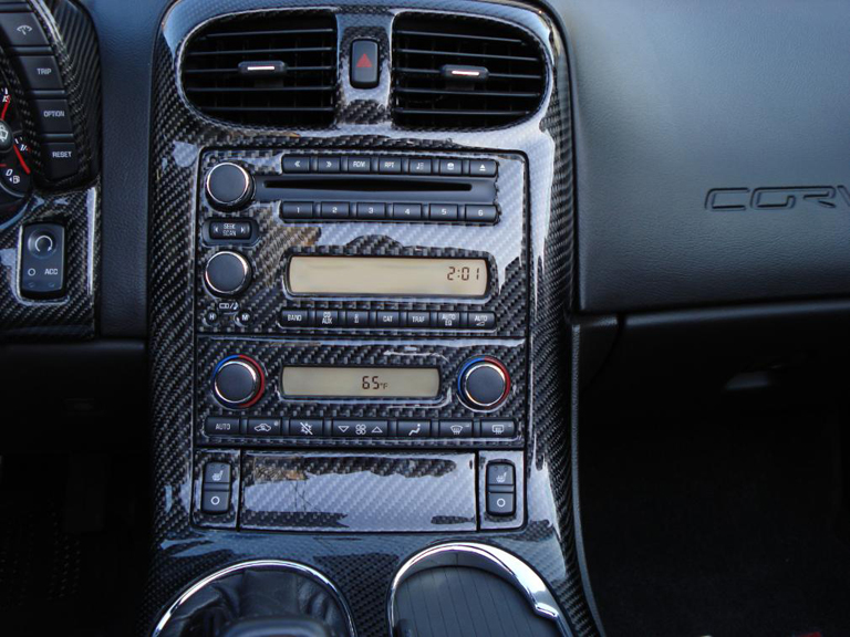 Radio AC Bezel w/Navigation, Real Carbon Fiber, C6 Corvette, 2005-up