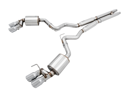 AWE Touring Edition Cat-back Exhaust for the 2018+ Mustang GT - Quad Chrome Silv