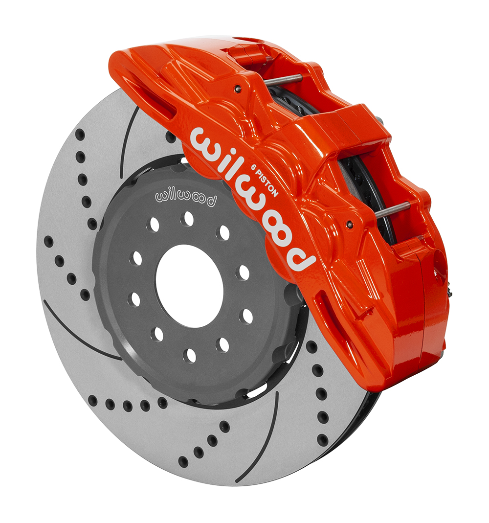 1997-2013 Corvette Wilwood SX6R Front 14" Drilled Brake Kit Red