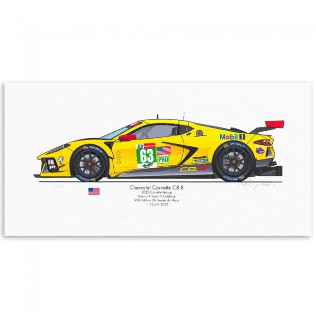 Corvette #63 Limited Edition 2022 Le Mans Car Print