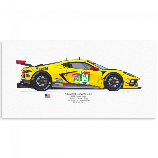 Corvette #64 Limited Edition 2022 Le Mans Car Print