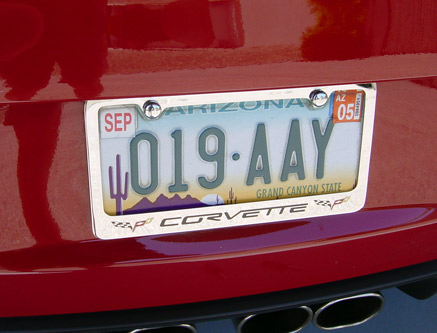 Corvette License Plate Frame - Chrome Tri Emblem : 2005-2013 C6