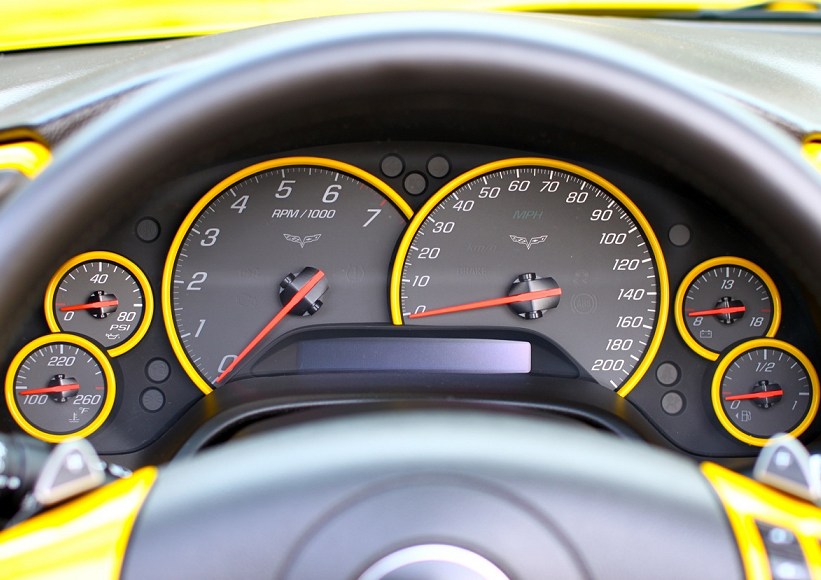 C6 Corvette Aluminum Domed Gauge Bezels, Custom Painted