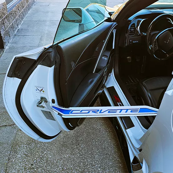Corvette C7 Door Prop Polished/Brushed Stainless Corvette w/ Choice Of Carbon Fi