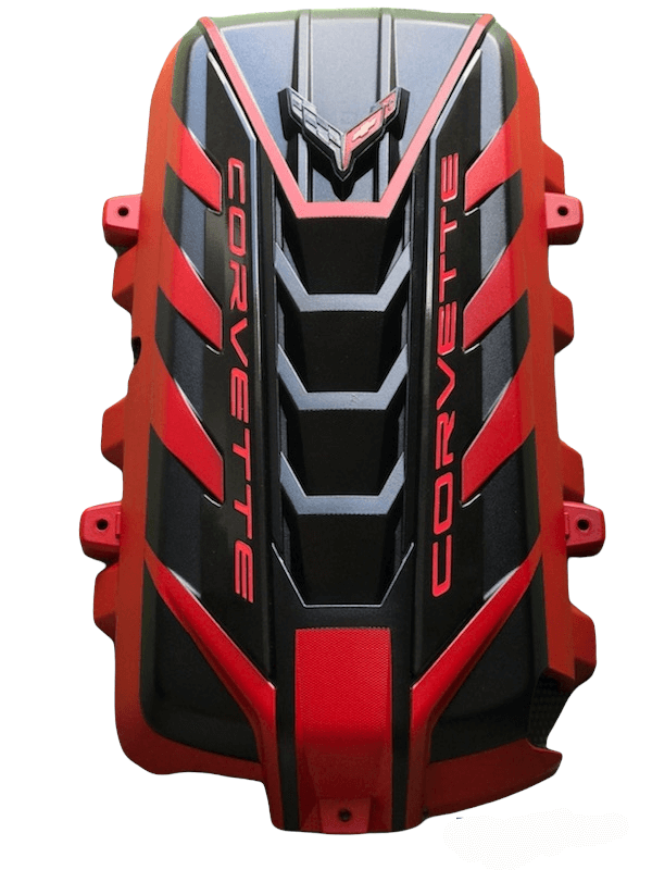 Classic Trim, C8 Corvette  Engine Cover Torch Red with Carbon Flash