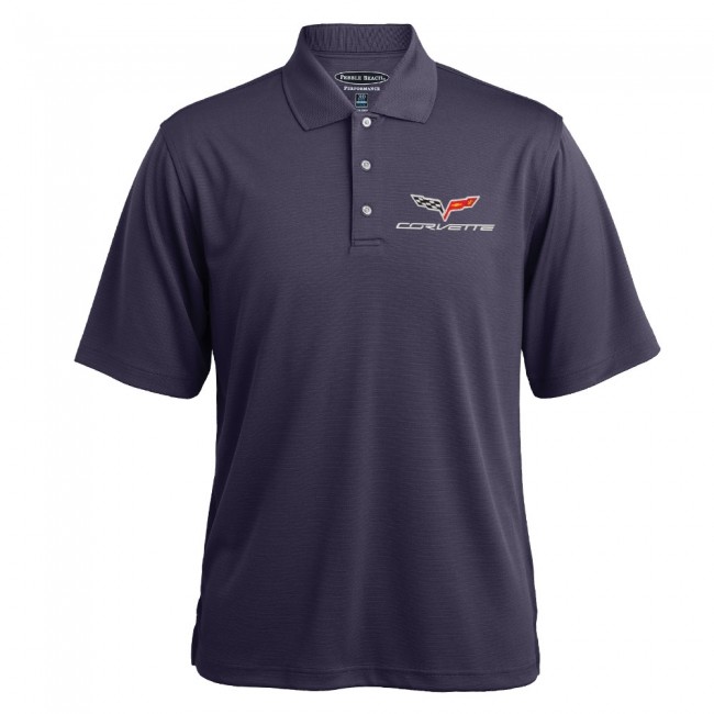 C7 Corvette, Mens Stingray Texture Polo - Charcoal