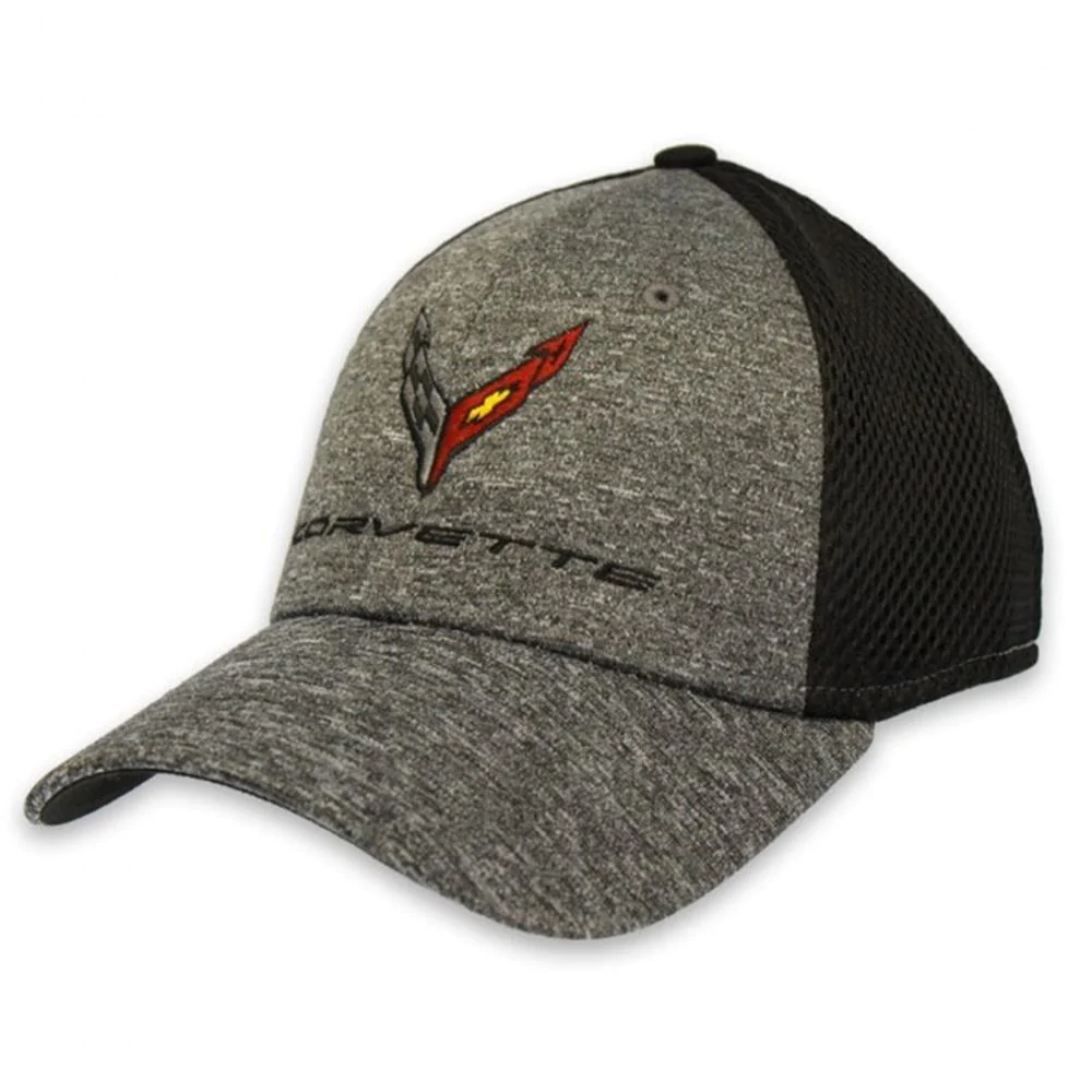 Corvette C8 New Era Stretch-Mesh Cap, Black/Shadow