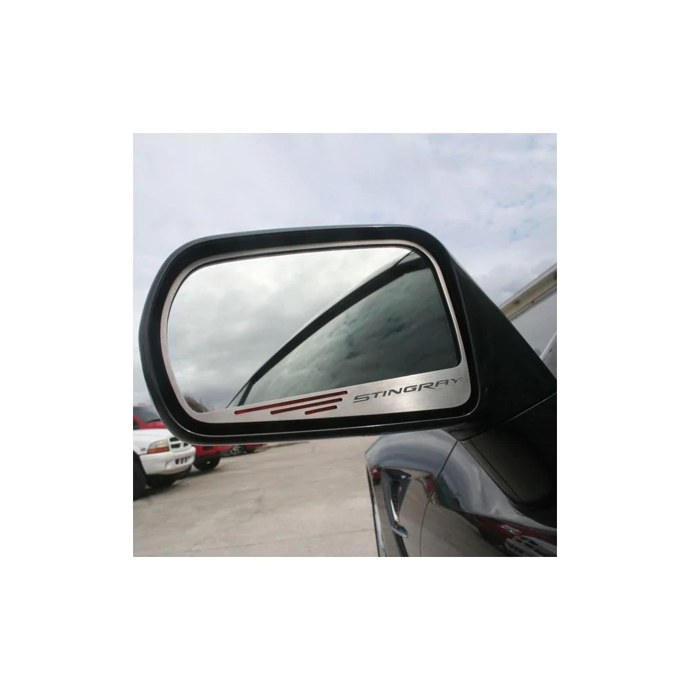 Corvette Side View Mirror with Carbon  Fiber "STINGRAY" Script 2Pc, C7 Stingray, Z51