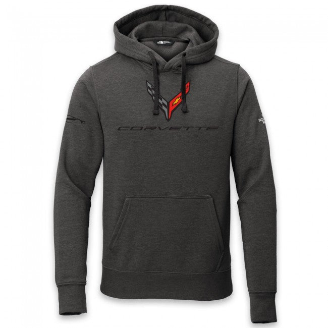 C8 Corvette Hooded Pullover Sweatshirt, Black Heather