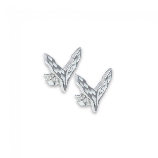 C8 Corvette Sterling Silver Post Earrings