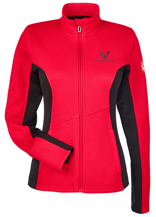 C8 Corvette, 2020 Corvette, Next Gen Red/Black Ladies' Spyder Full-Zip Sweater Fleece Jacket