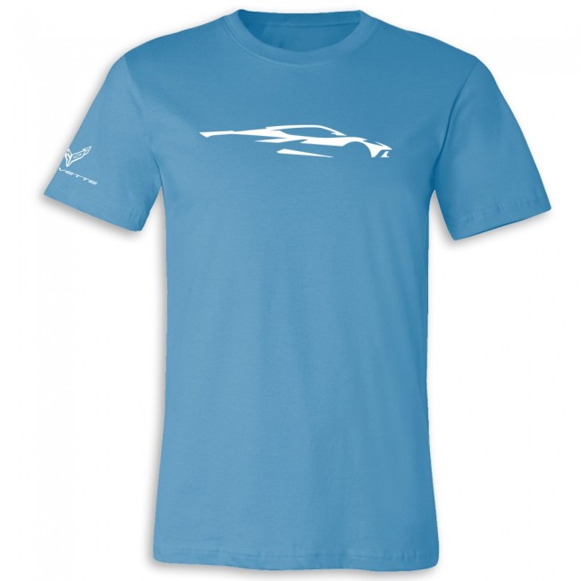 C8 Corvette, Next Generation 2020 Corvette Silhouette Jersey Tee Shirt - Ocean Blue