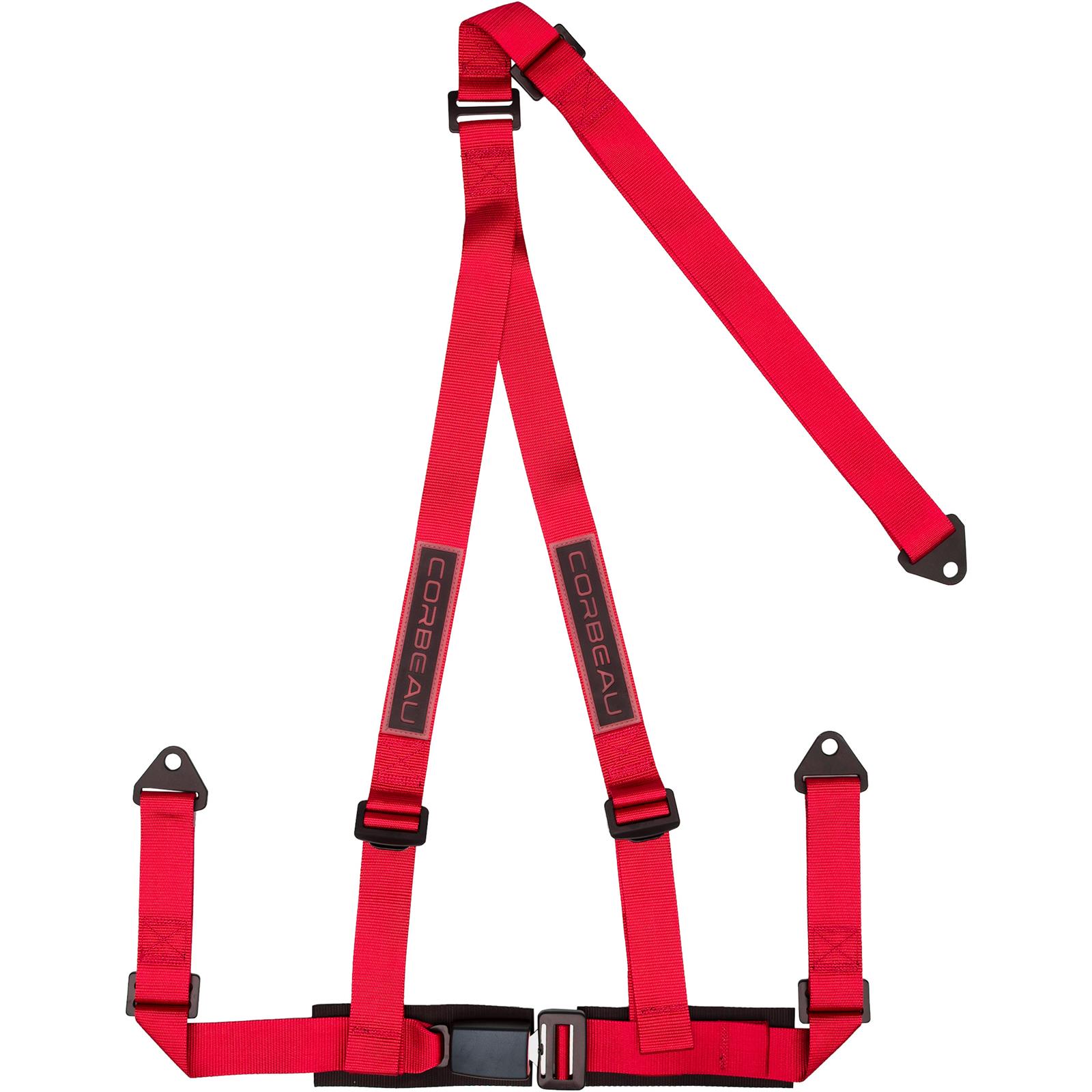 Corbeau 2-Inch Racing Harness Belts, Red 3-Point Bolt-In, 43007B