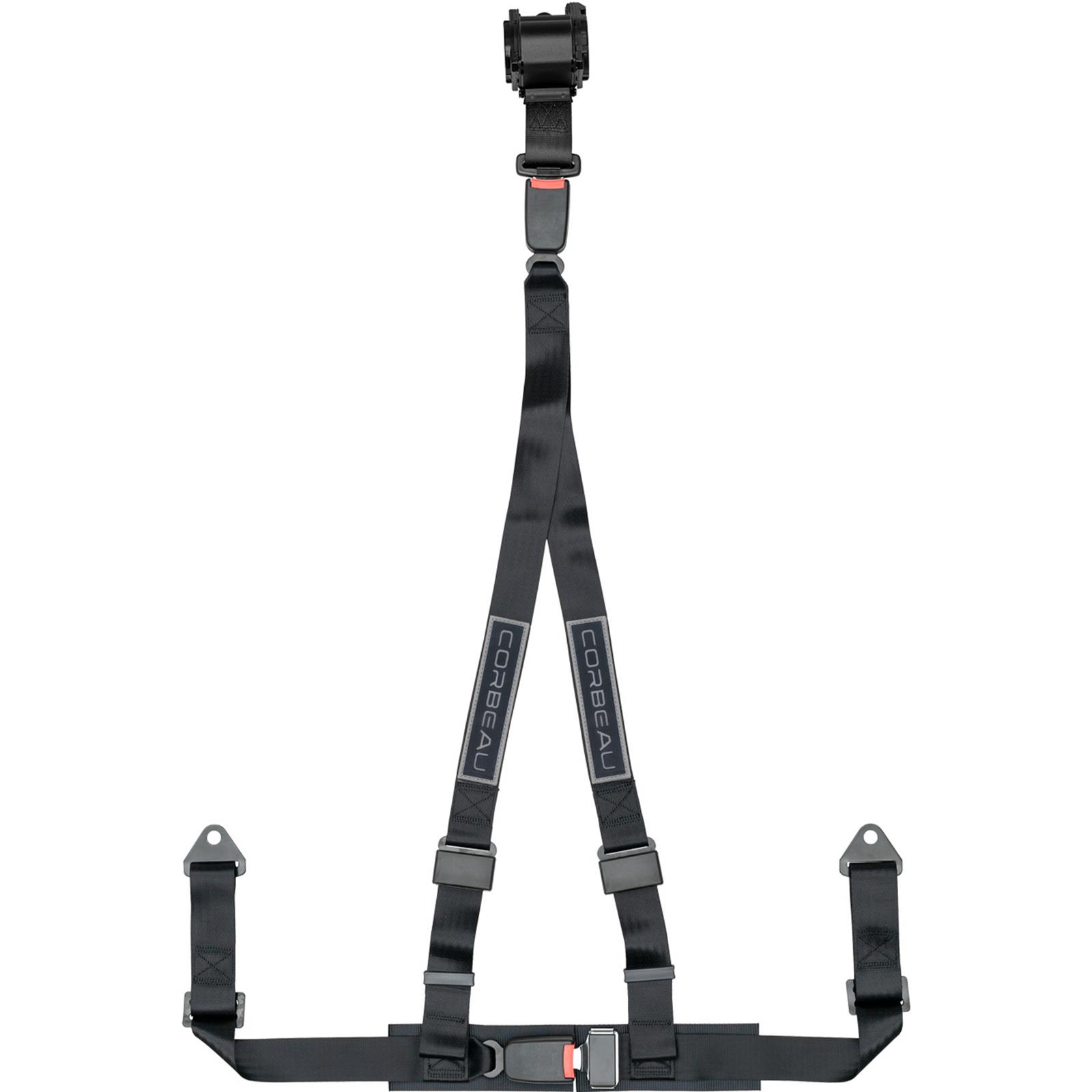Corbeau 2-Inch Racing Harness Belts, Black 3-Point Retractable Bolt-In, 43301B
