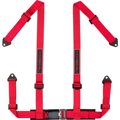 Corbeau 2-Inch Racing Harness Belts, Red 4-Point Bolt-In, 44007B