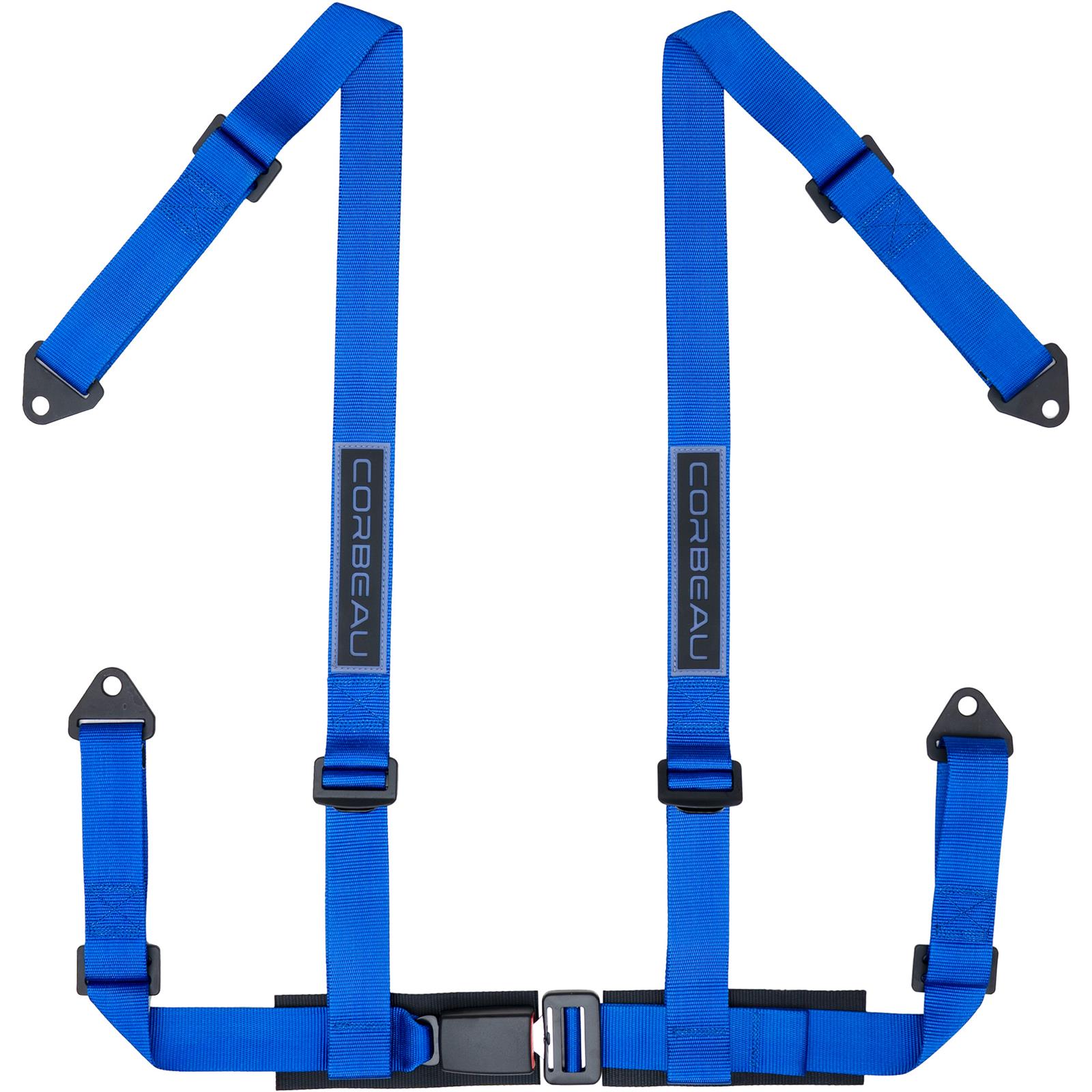 Corbeau 2-Inch Racing Harness Belts, Blue 4-Point Bolt-In, 44005B