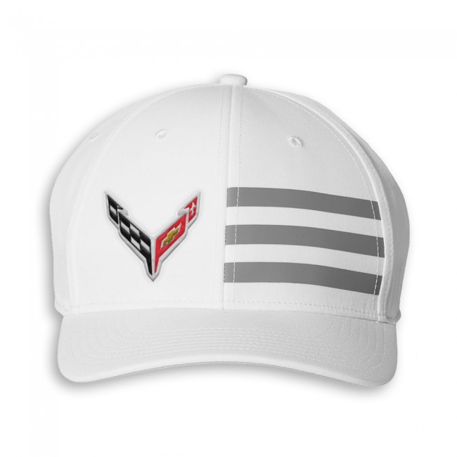 C8 Corvette Adidas 3-Stripe Cap / Hat - White