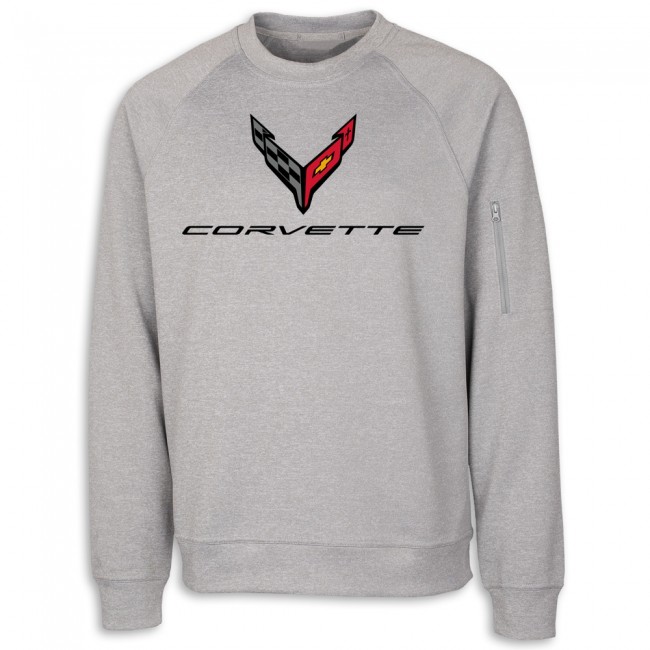 C8 Corvette Skyline Long Sleeve Crewneck - Gray