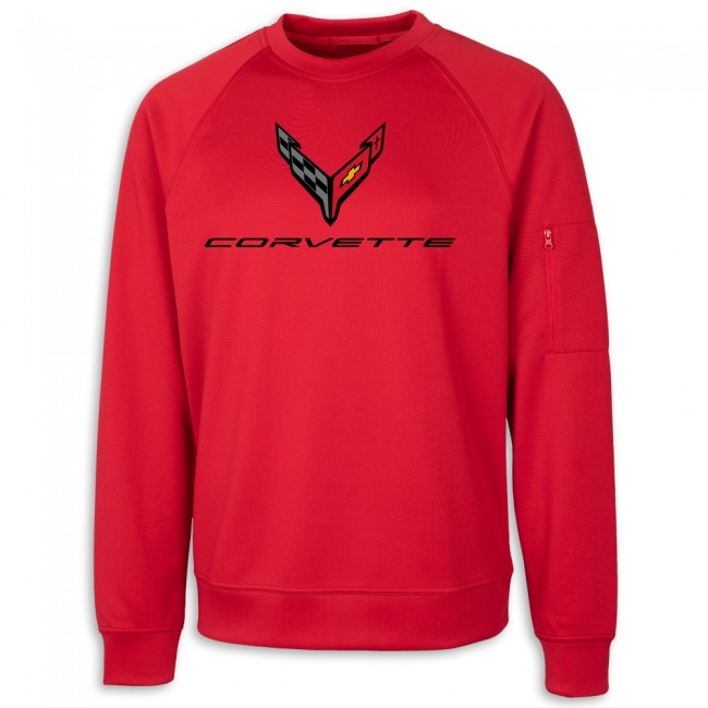 C8 Corvette Skyline Long Sleeve Crewneck - Red